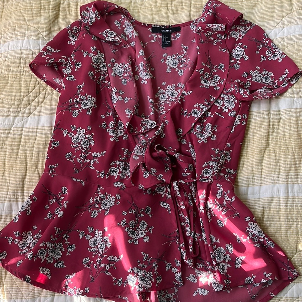 Forever21 Red Floral Blouse